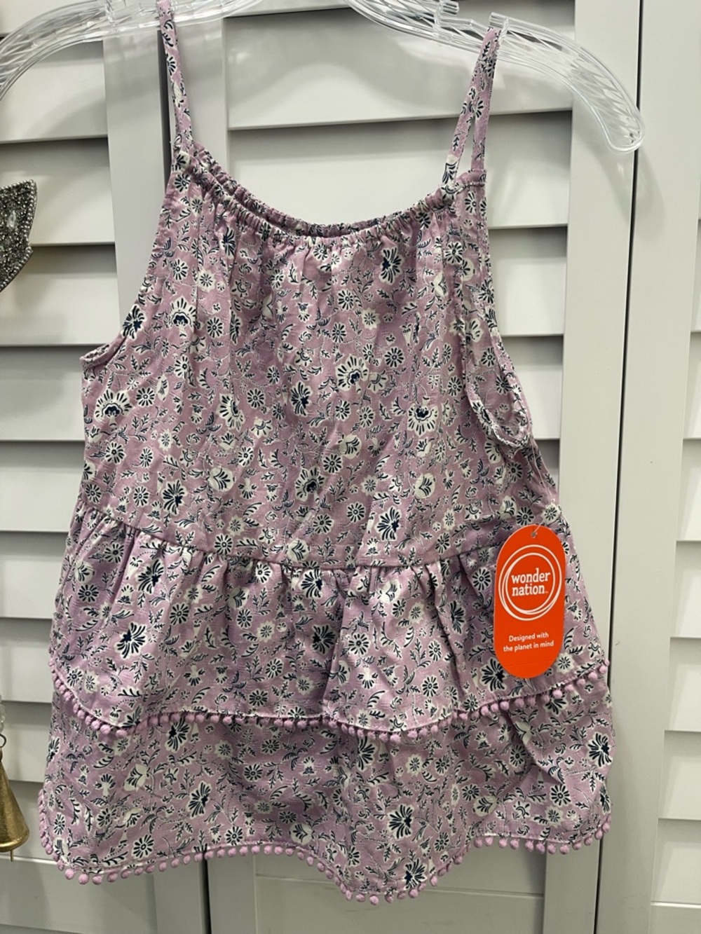 🌟3 for $18 Girls Wonder Nation Pink Floral Tiered Tank Top